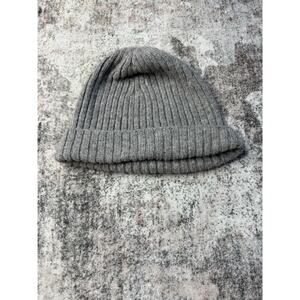 Industry of All Nations 100% Undyed Alpaca Beanie Hat Gray Rib Knit Made in Peru